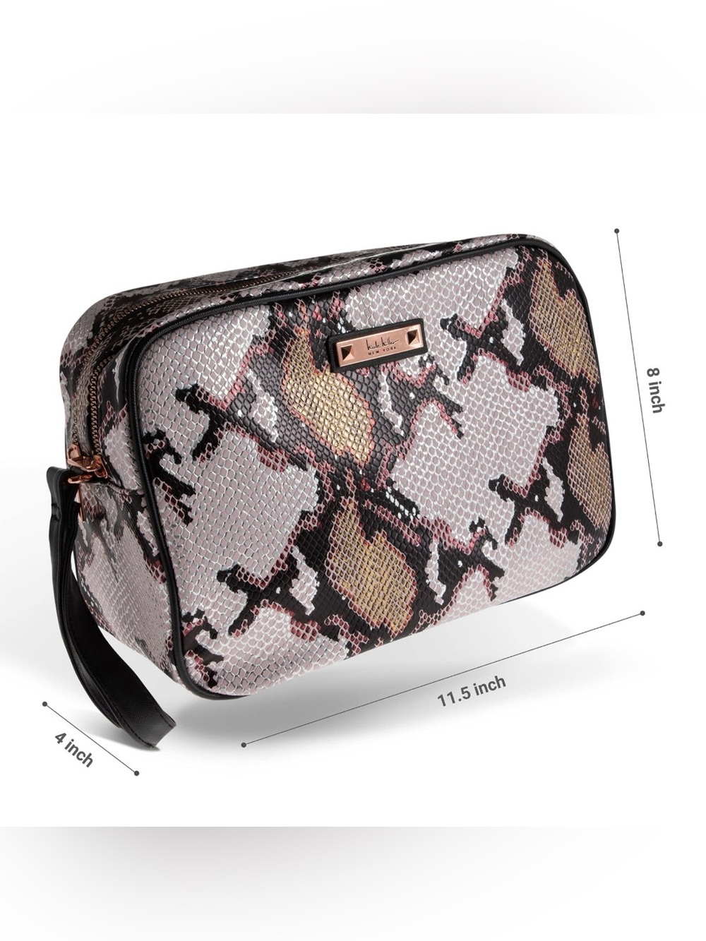 Nicole Miller Makeup Bag  Cosmetic bag in Pink, Gold and Black